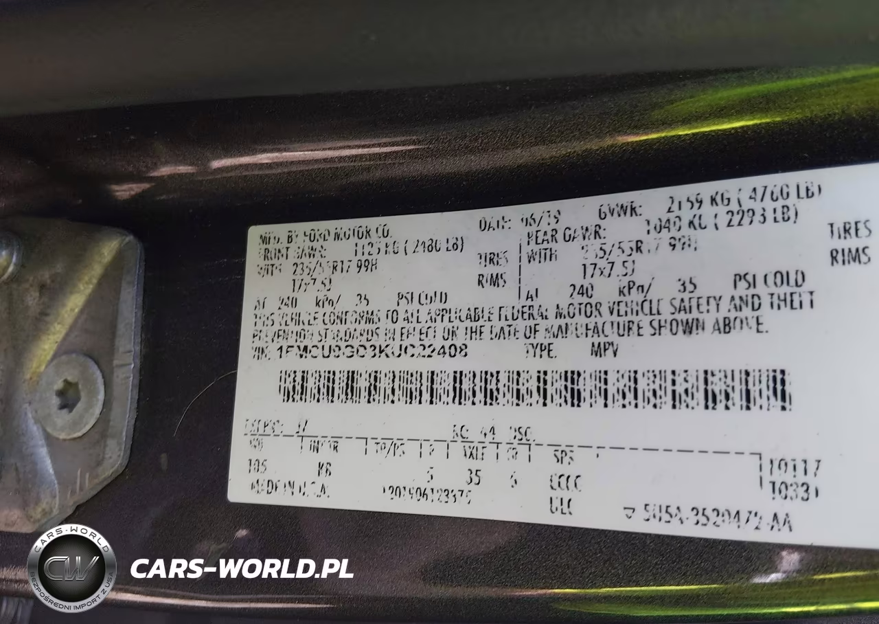 2019 Ford Escape Se VIN:1FMCU9GD3KUC22408 - 9