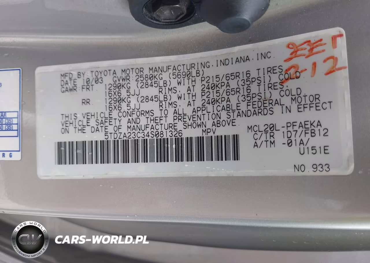 2004 Toyota Sienna Le VIN:5TDZA23C34S081326 - 9