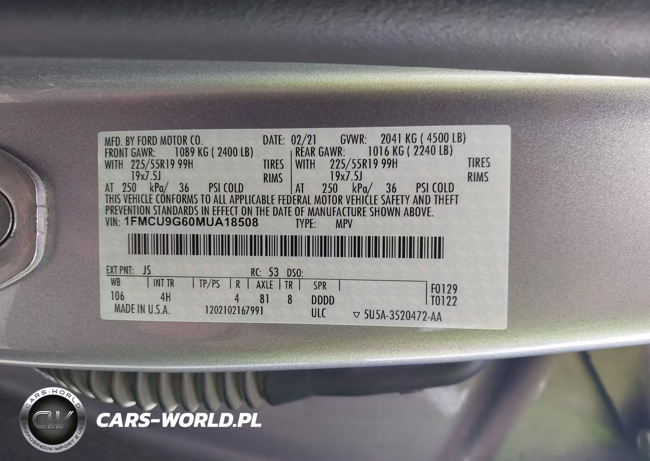 2021 Ford Escape Se VIN:1FMCU9G60MUA18508 - 9