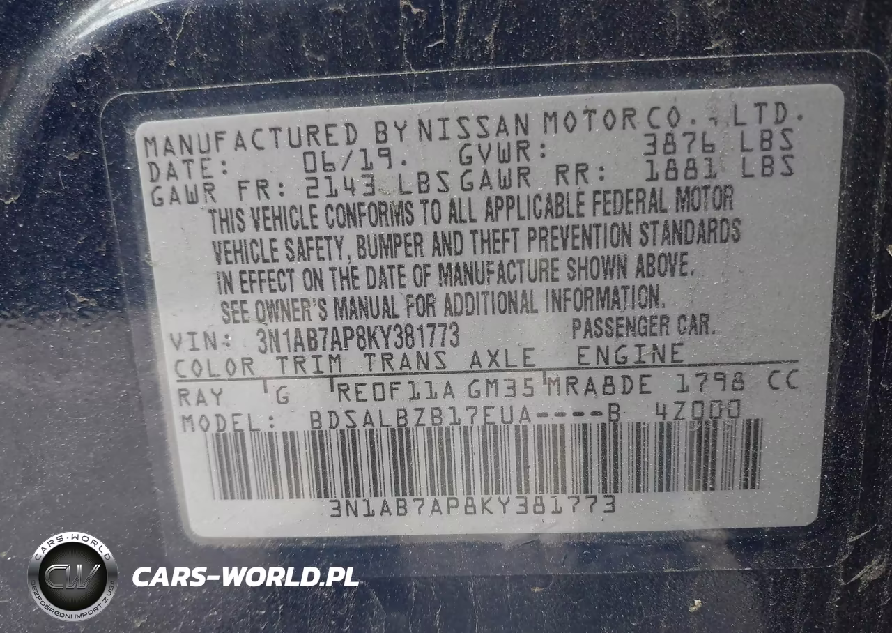 2019 Nissan Sentra S VIN:3N1AB7AP8KY381773 - 9