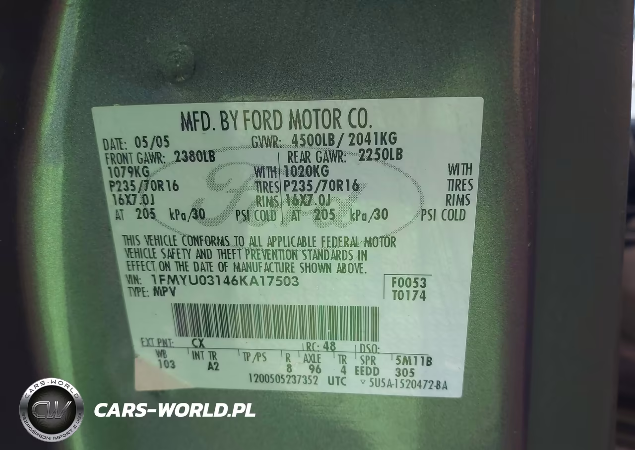 2006 Ford Escape Xlt-Xlt Sport VIN:1FMYU03146KA17503 - 9
