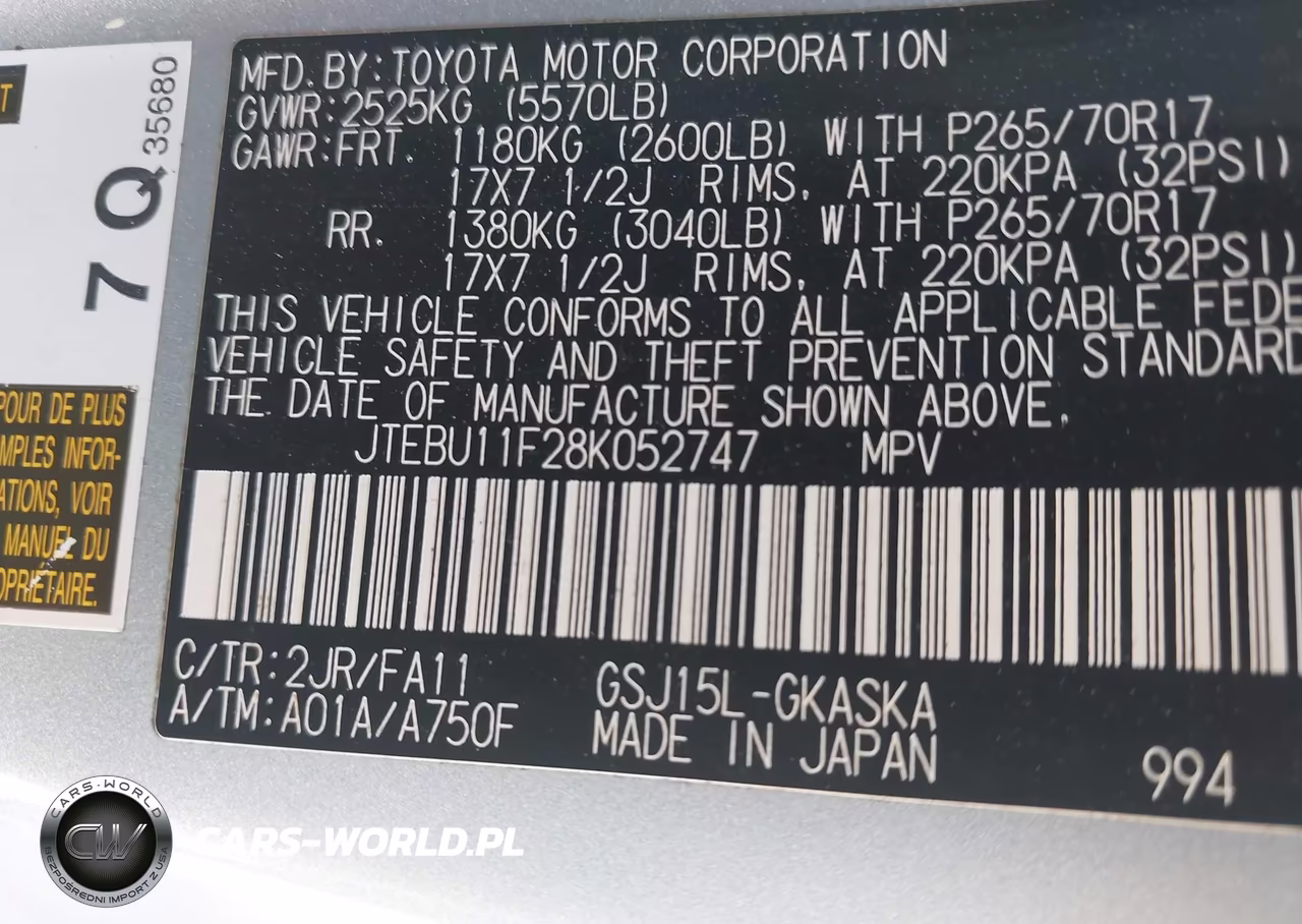 2008 Toyota Fj Cruiser VIN:JTEBU11F28K052747 - 9