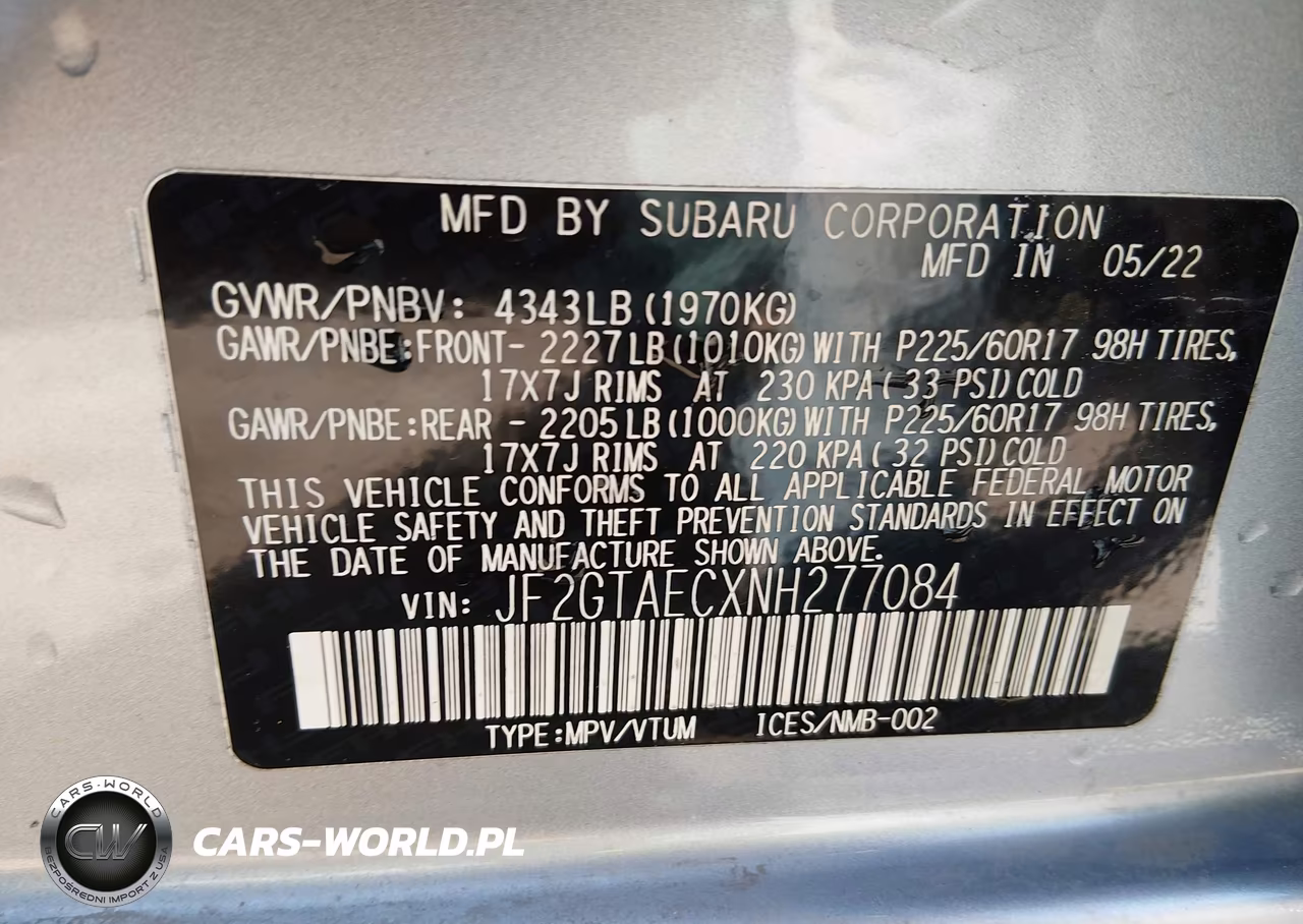 2022 Subaru Crosstrek Premium VIN:JF2GTAECXNH277084 - 9