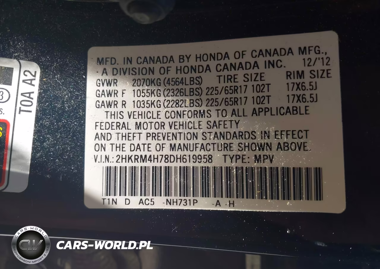 2013 Honda Cr-V Ex-L VIN:2HKRM4H78DH619958 - 9