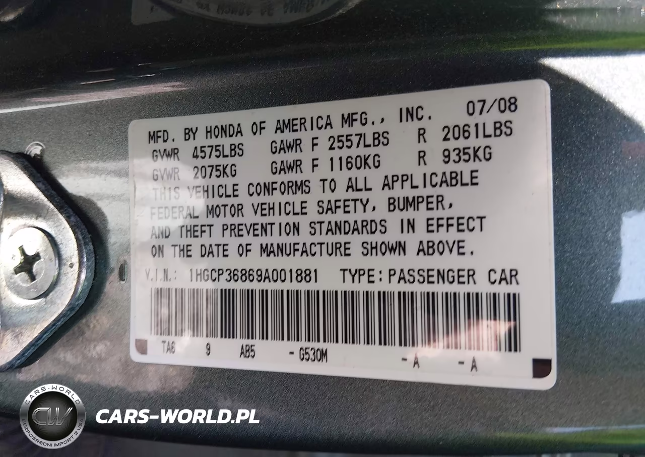2009 Honda Accord 3.5 Ex-L VIN:1HGCP36869A001881 - 9