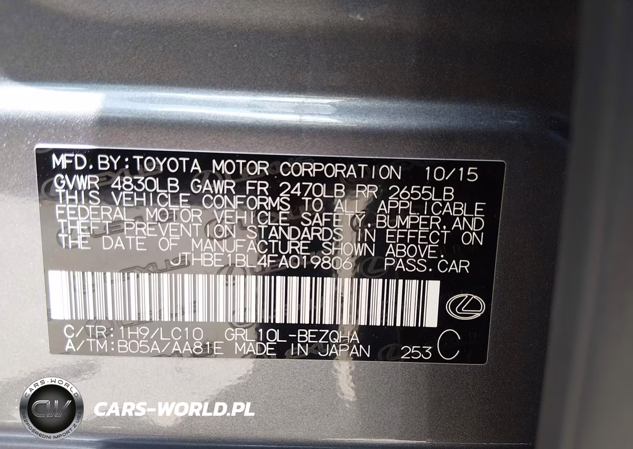 2015 Lexus Gs 350 VIN:JTHBE1BL4FA019806 - 9