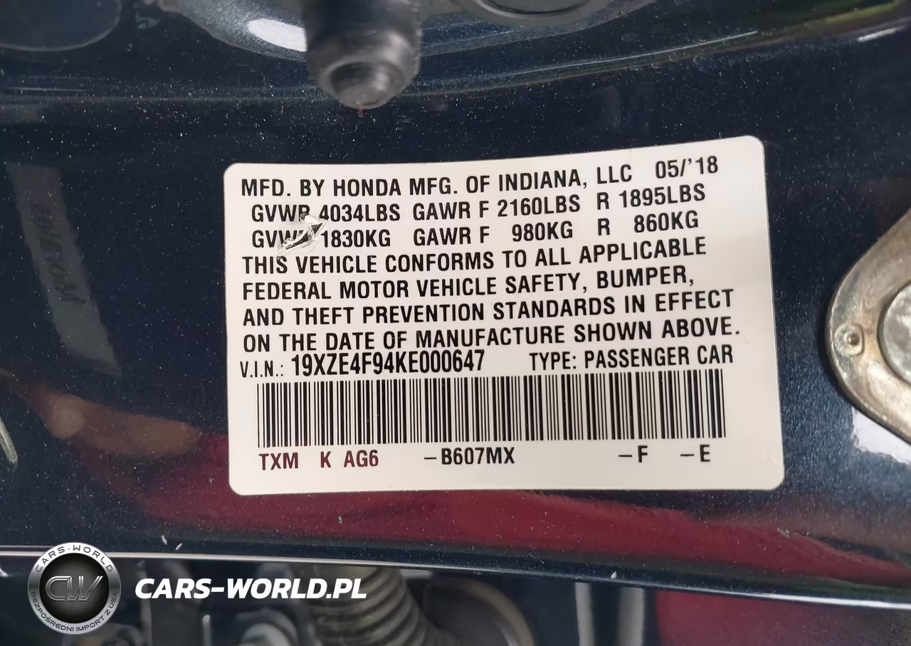 2019 Honda Insight Touring VIN:19XZE4F94KE000647 - 9