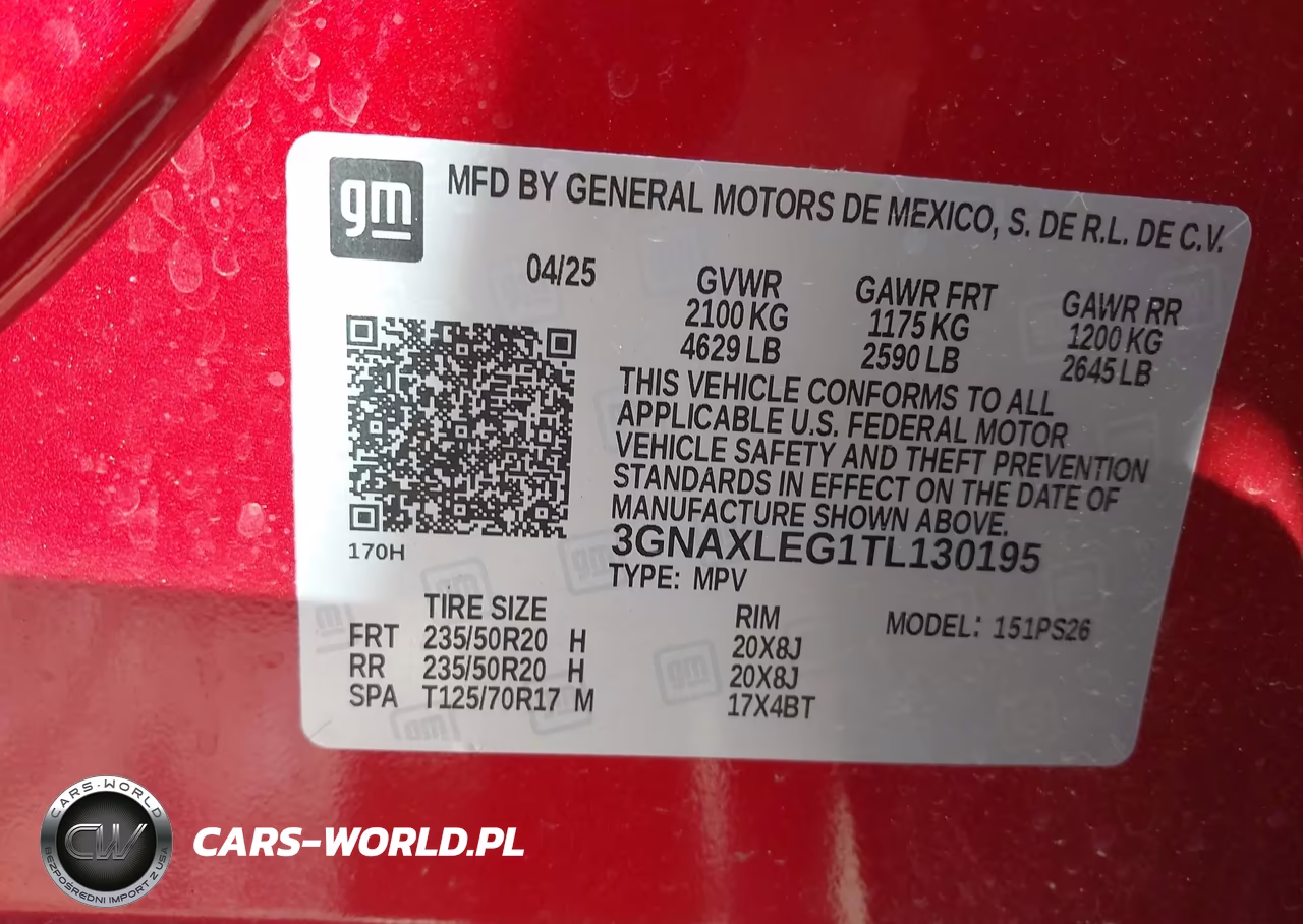 2026 Chevrolet Equinox Fwd Rs VIN:3GNAXLEG1TL130195 - 9