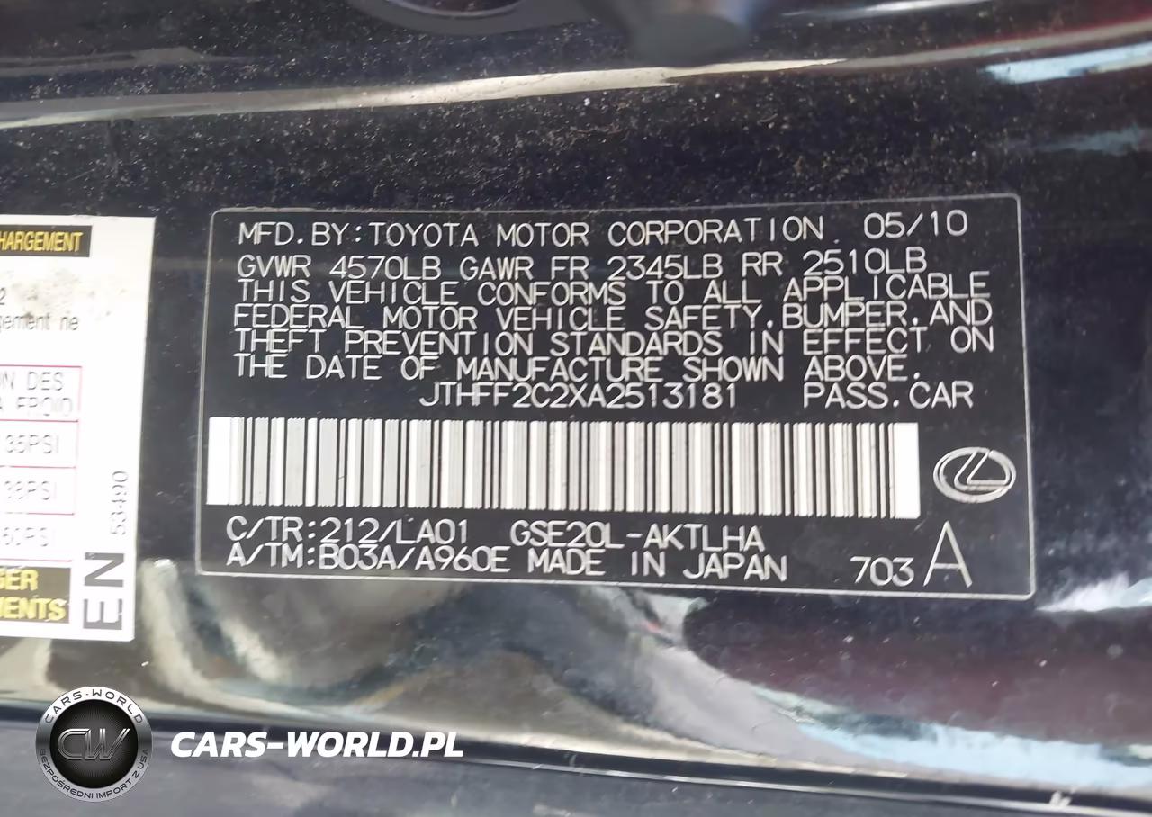 2010 Lexus Is 250C VIN:JTHFF2C2XA2513181 - 9