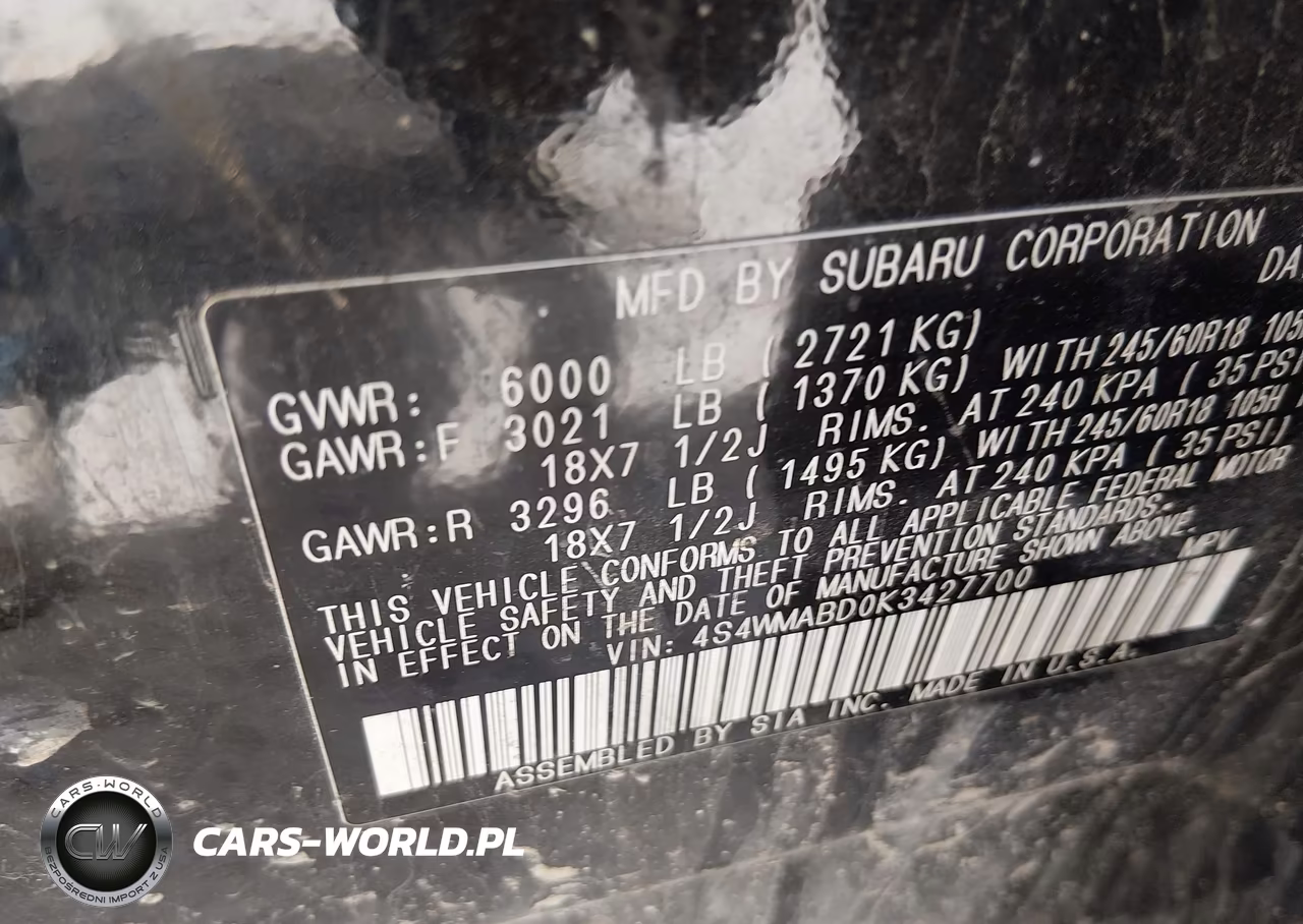 2019 Subaru Ascent Premium VIN:4S4WMABD0K3427700 - 9