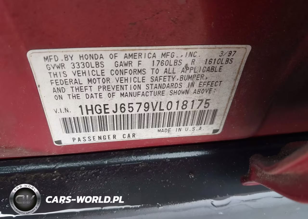 1997 Honda Civic Lx VIN:1HGEJ6579VL018175 - 9