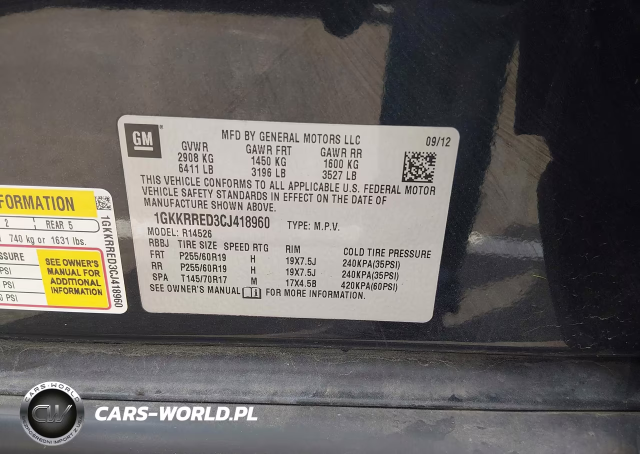 2012 GMC Acadia Slt-1 VIN:1GKKRRED3CJ418960 - 9