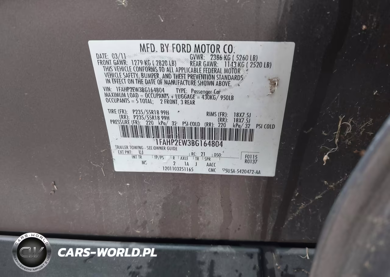 2011 Ford Taurus Sel VIN:1FAHP2EW3BG164804 - 9