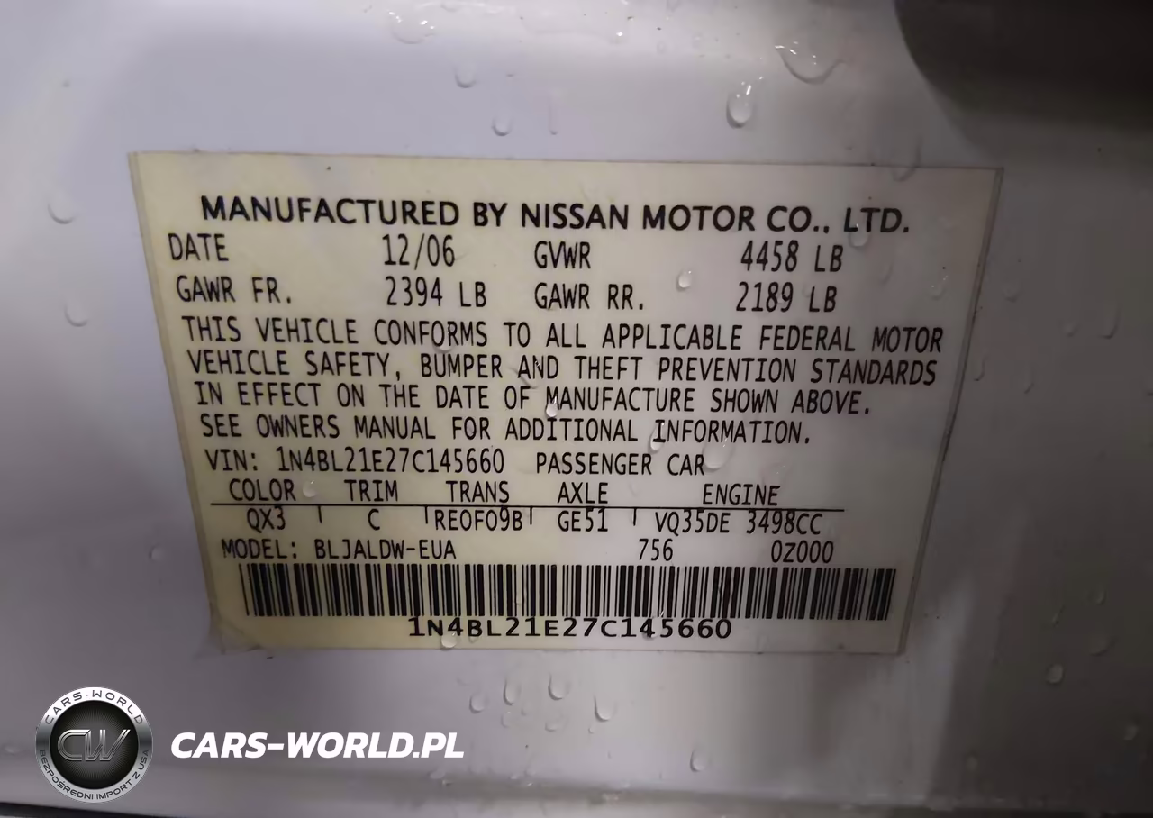 2007 Nissan Altima 3.5 Se VIN:1N4BL21E27C145660 - 9