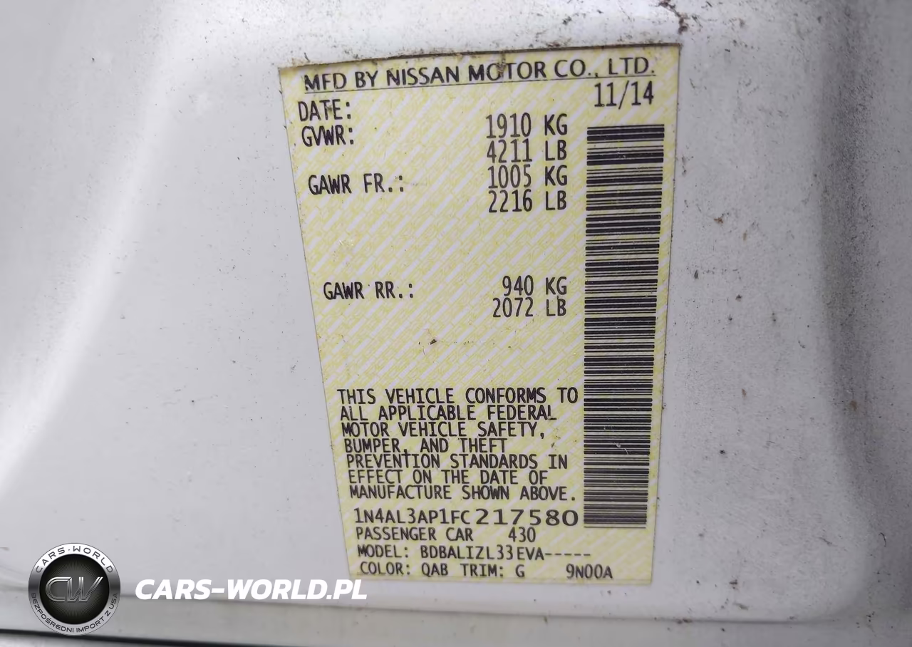 2015 Nissan Altima 2.5 Sv VIN:1N4AL3AP1FC217580 - 9