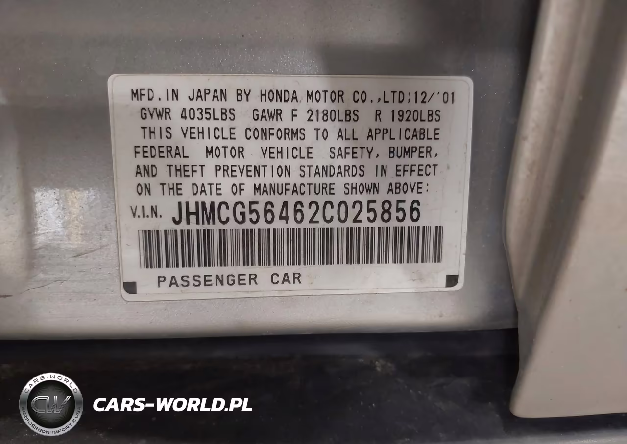 2002 Honda Accord 2.3 Lx VIN:JHMCG56462C025856 - 9