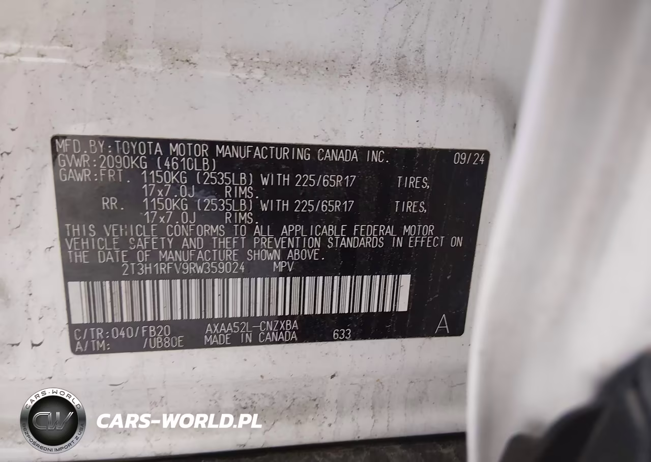 2024 Toyota Rav4 Le VIN:2T3H1RFV9RW359024 - 9