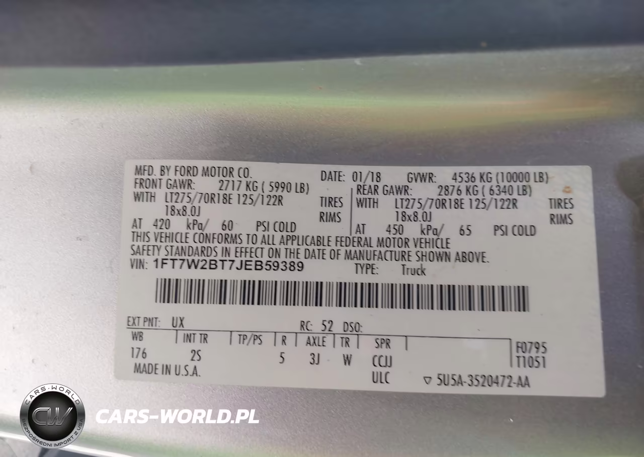 2018 Ford F-250 Xlt VIN:1FT7W2BT7JEB59389 - 9