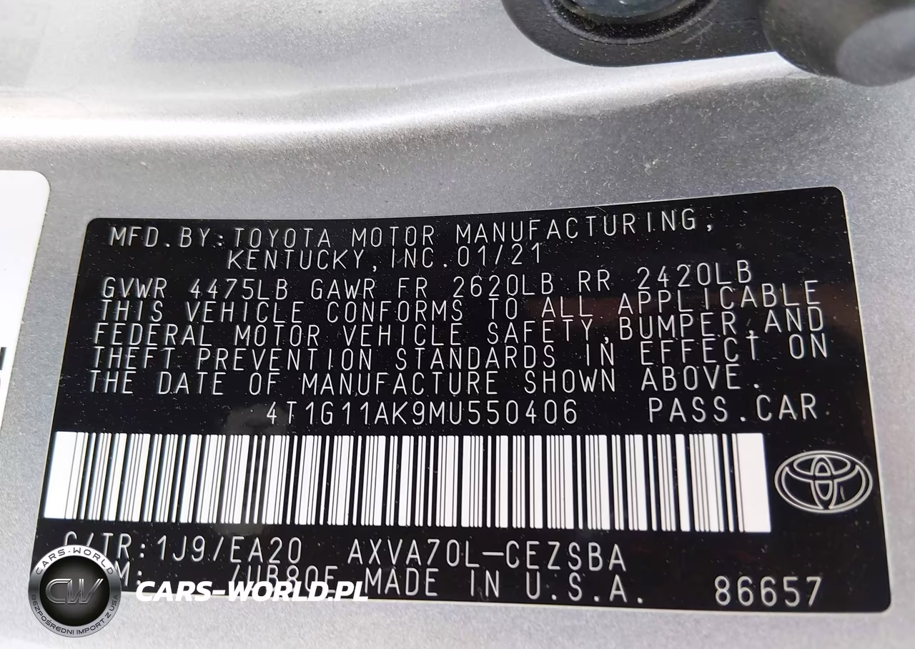 2021 Toyota Camry Se VIN:4T1G11AK9MU550406 - 9