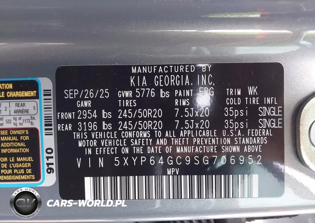 2025 Kia Telluride S VIN:5XYP64GC9SG706952 - 9
