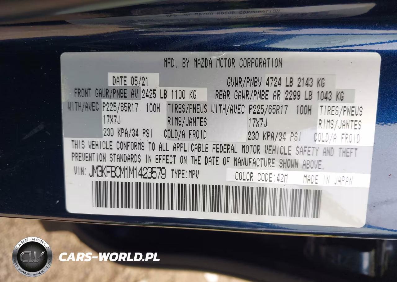 2021 Mazda Cx-5 Touring VIN:JM3KFBCM1M1423579 - 9