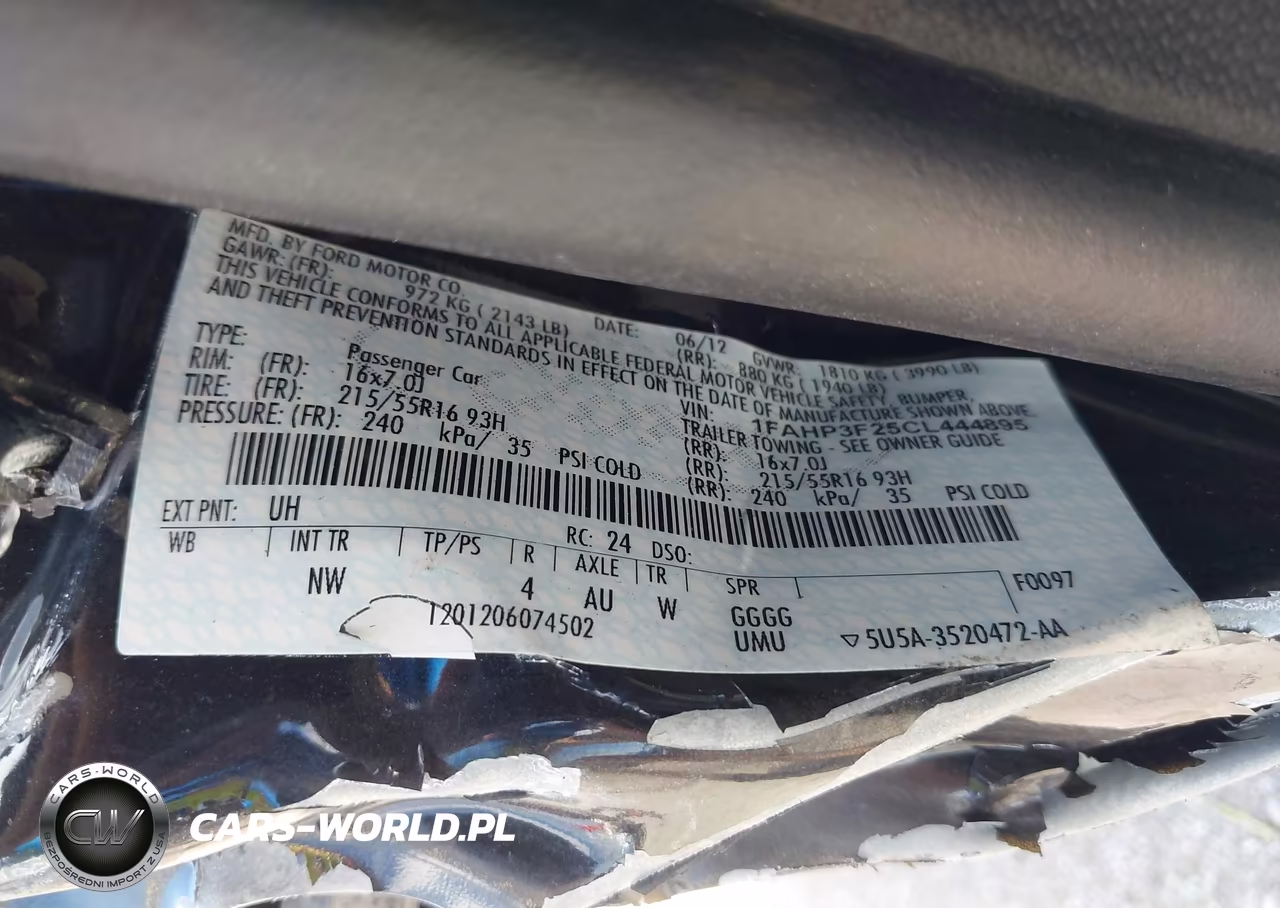 2012 Ford Focus Se VIN:1FAHP3F25CL444895 - 9