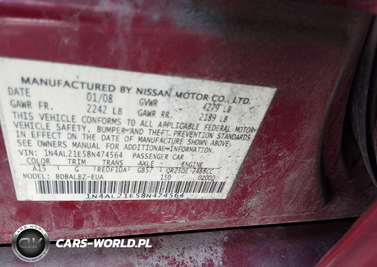 2008 Nissan Altima 2.5 S VIN:1N4AL21E58N474564 - 9