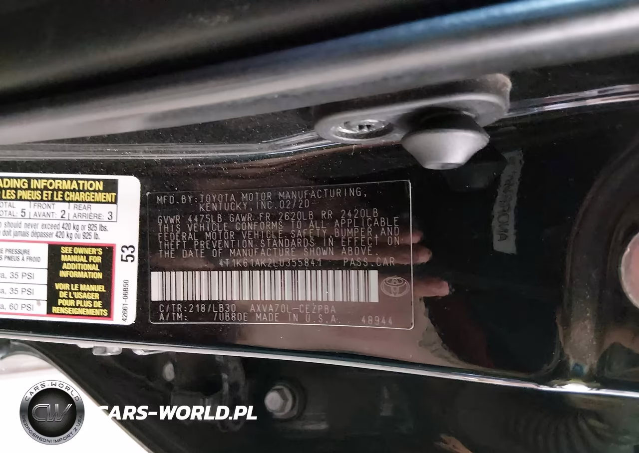 TOYOTA CAMRY XSE VIN:4T1K61AK2LU355841 - 9