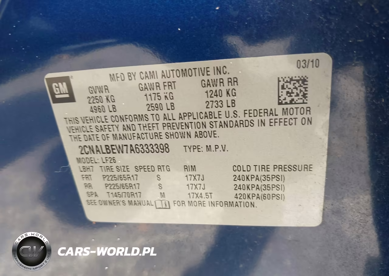 2010 Chevrolet Equinox Ls VIN:2CNALBEW7A6333398 - 9