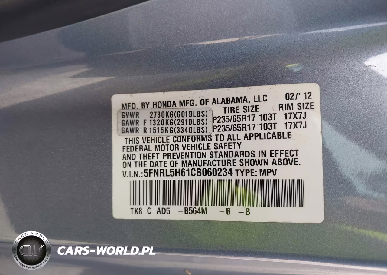 2012 Honda Odyssey Ex-L VIN:5FNRL5H61CB060234 - 9