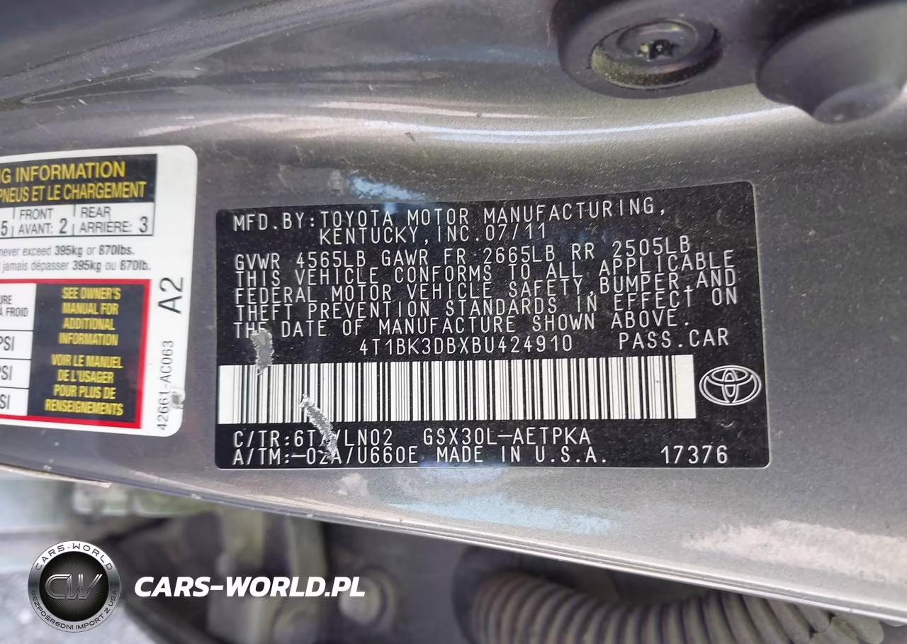 2011 Toyota Avalon Limited VIN:4T1BK3DBXBU424910 - 9