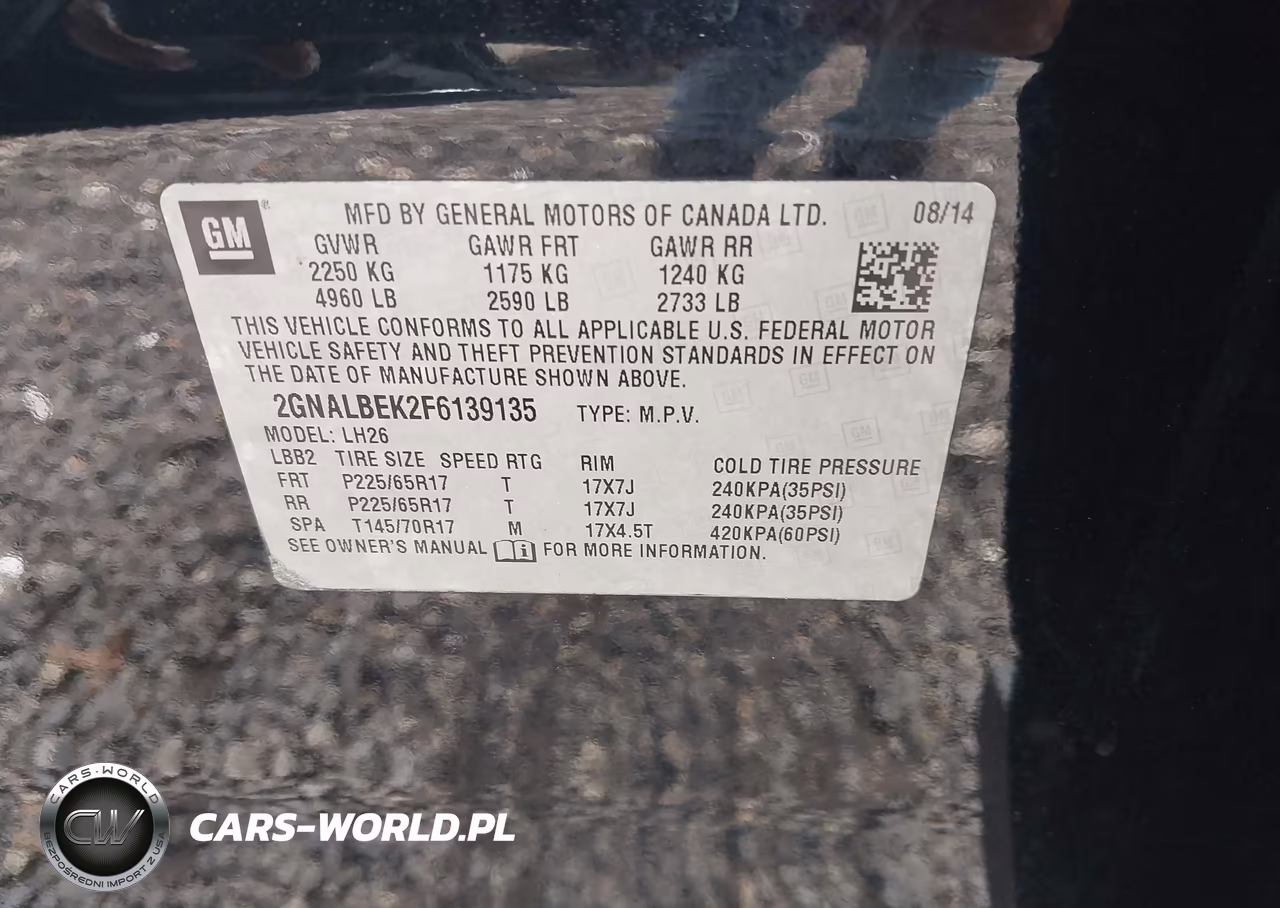2015 Chevrolet Equinox 1Lt VIN:2GNALBEK2F6139135 - 9