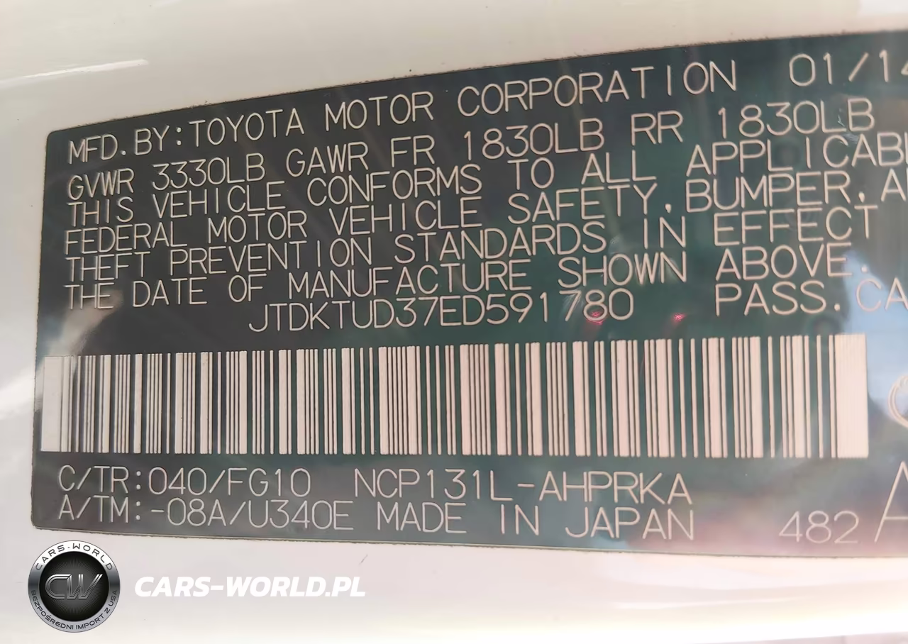 2014 Toyota Yaris Le (Tmc-Cbu Plant) VIN:JTDKTUD37ED591780 - 9
