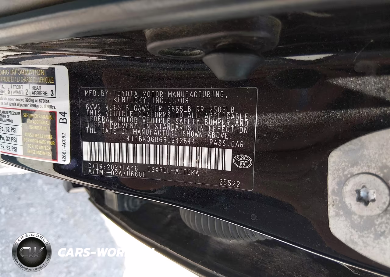 2008 Toyota Avalon Xls VIN:4T1BK36B68U312644 - 9