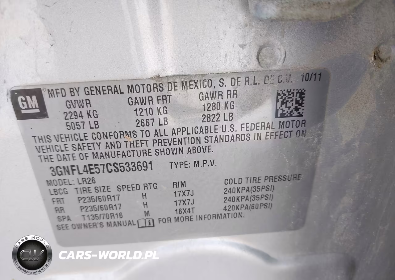 2012 Chevrolet Captiva Sport Ltz VIN:3GNFL4E57CS533691 - 9