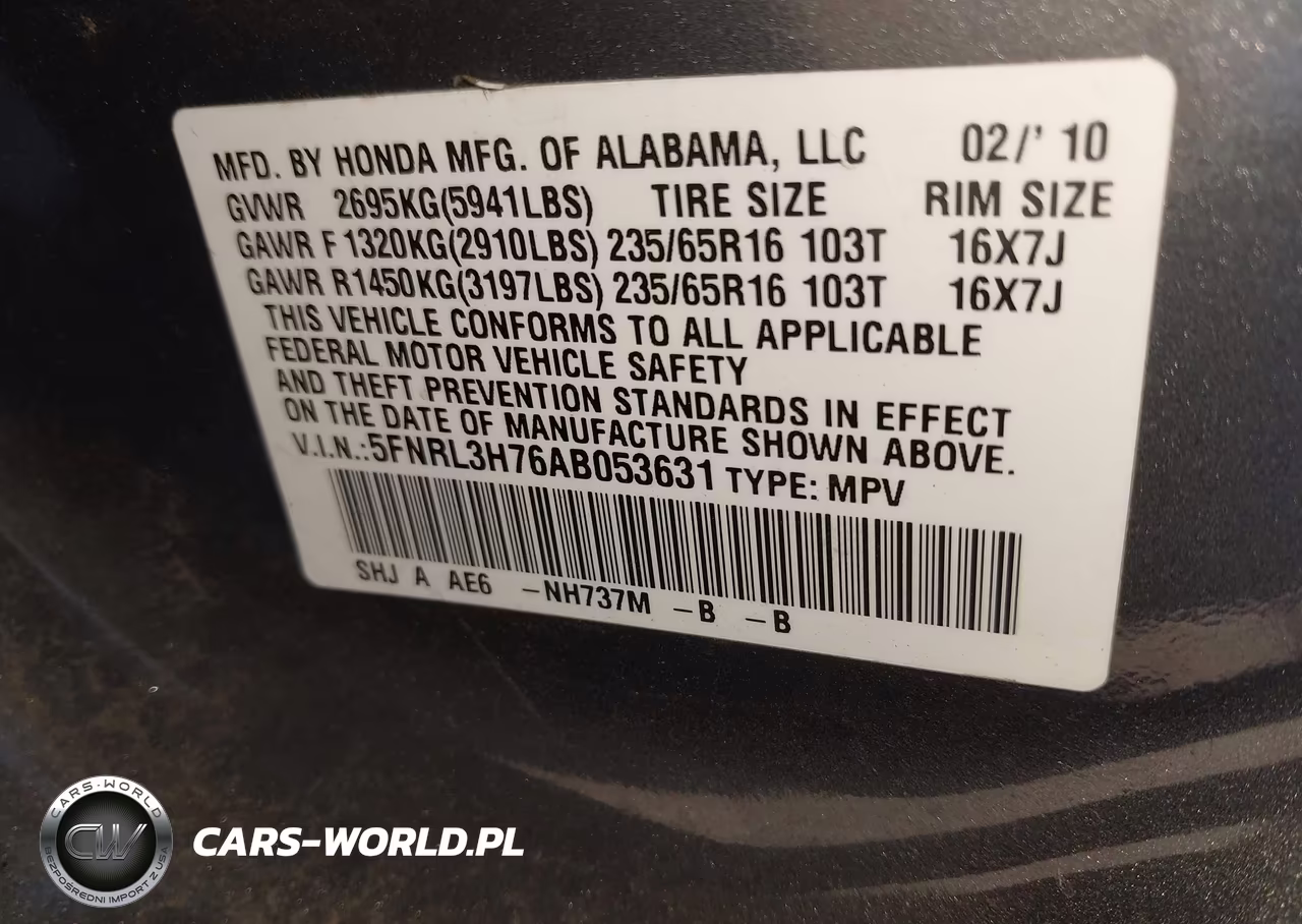 2010 Honda Odyssey Ex-L VIN:5FNRL3H76AB053631 - 9