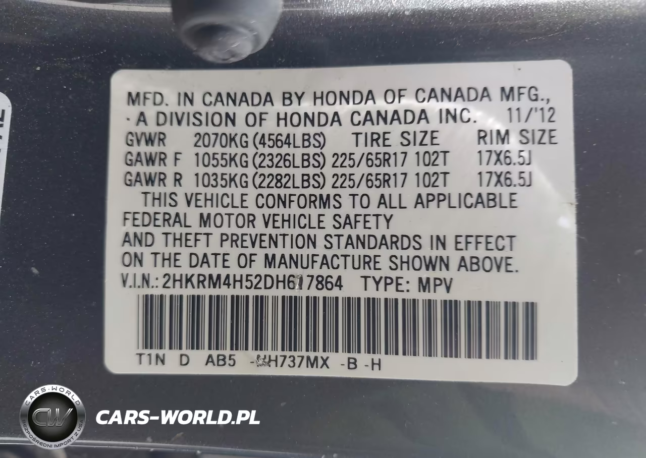 2013 Honda Cr-V Ex VIN:2HKRM4H52DH617864 - 9