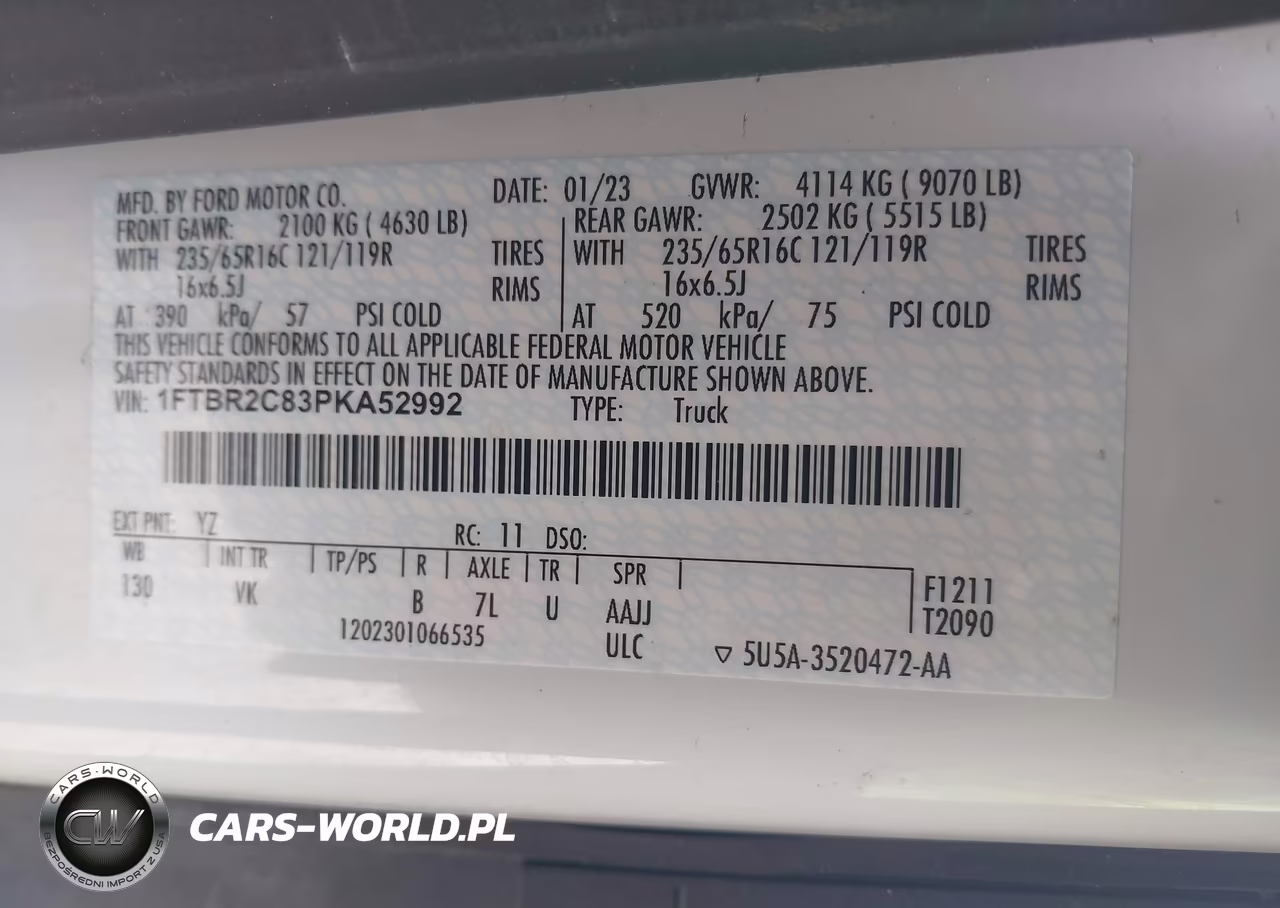 2023 Ford Transit-250 VIN:1FTBR2C83PKA52992 - 9