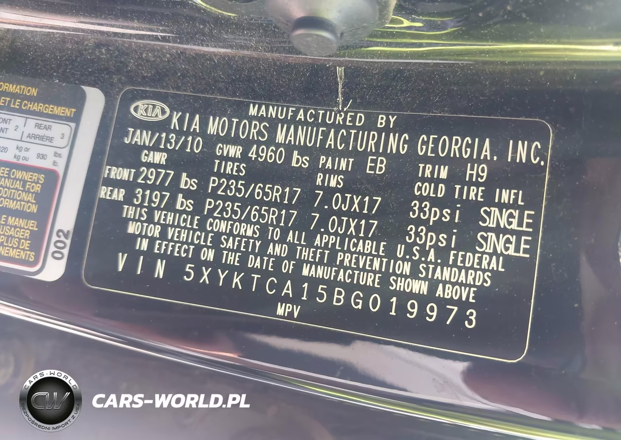 2011 Kia Sorento Lx VIN:5XYKTCA15BG019973 - 9