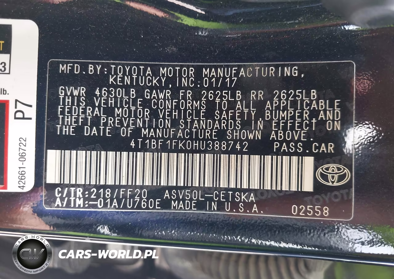 2017 Toyota Camry Se VIN:4T1BF1FK0HU388742 - 9