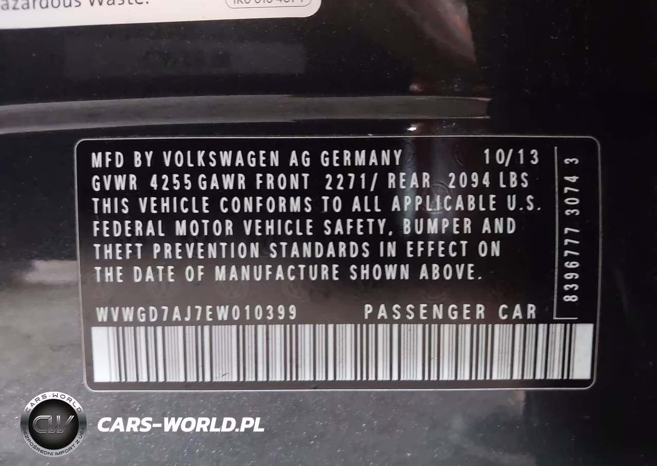 2014 Volkswagen Gti Driver's Edition VIN:WVWGD7AJ7EW010399 - 9
