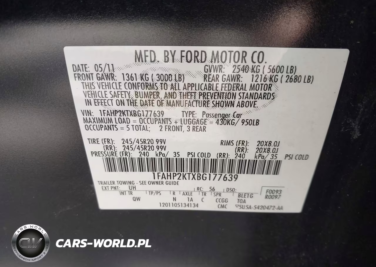 2011 Ford Taurus Sho VIN:1FAHP2KTXBG177639 - 9