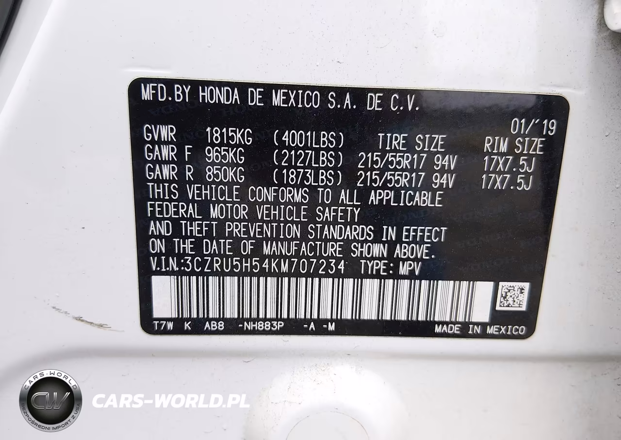 2019 Honda Hr-V Ex VIN:3CZRU5H54KM707234 - 9