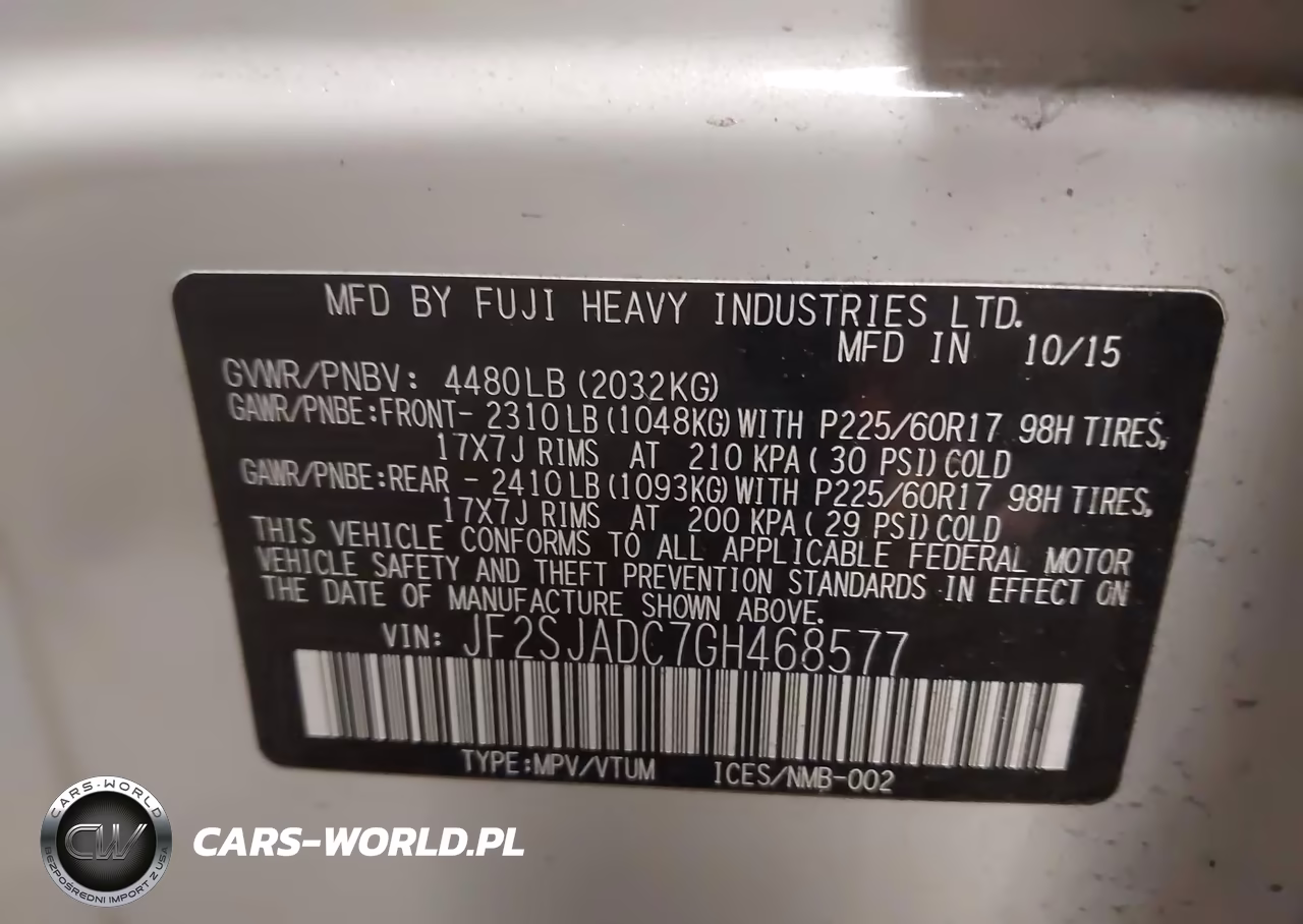 2016 Subaru Forester 2.5I Premium VIN:JF2SJADC7GH468577 - 9