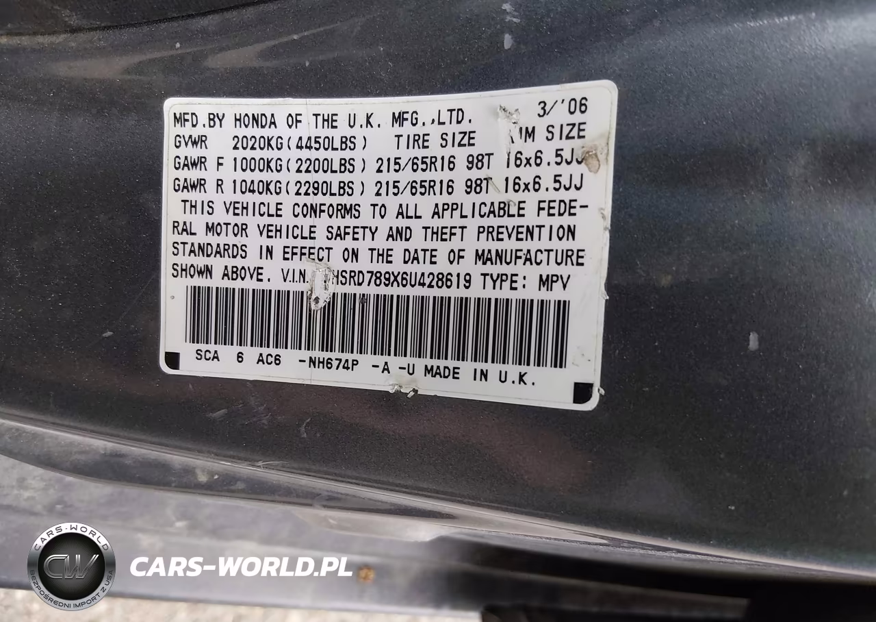 2006 Honda Cr-V Se VIN:SHSRD789X6U428619 - 9