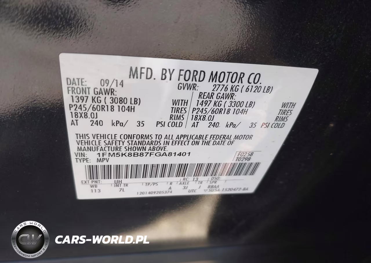 2015 Ford Explorer VIN:1FM5K8B87FGA81401 - 9