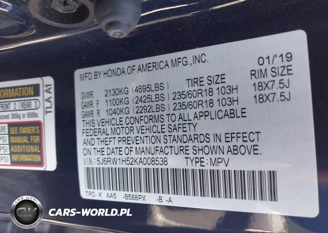 2019 Honda Cr-V Ex VIN:5J6RW1H52KA008538 - 9