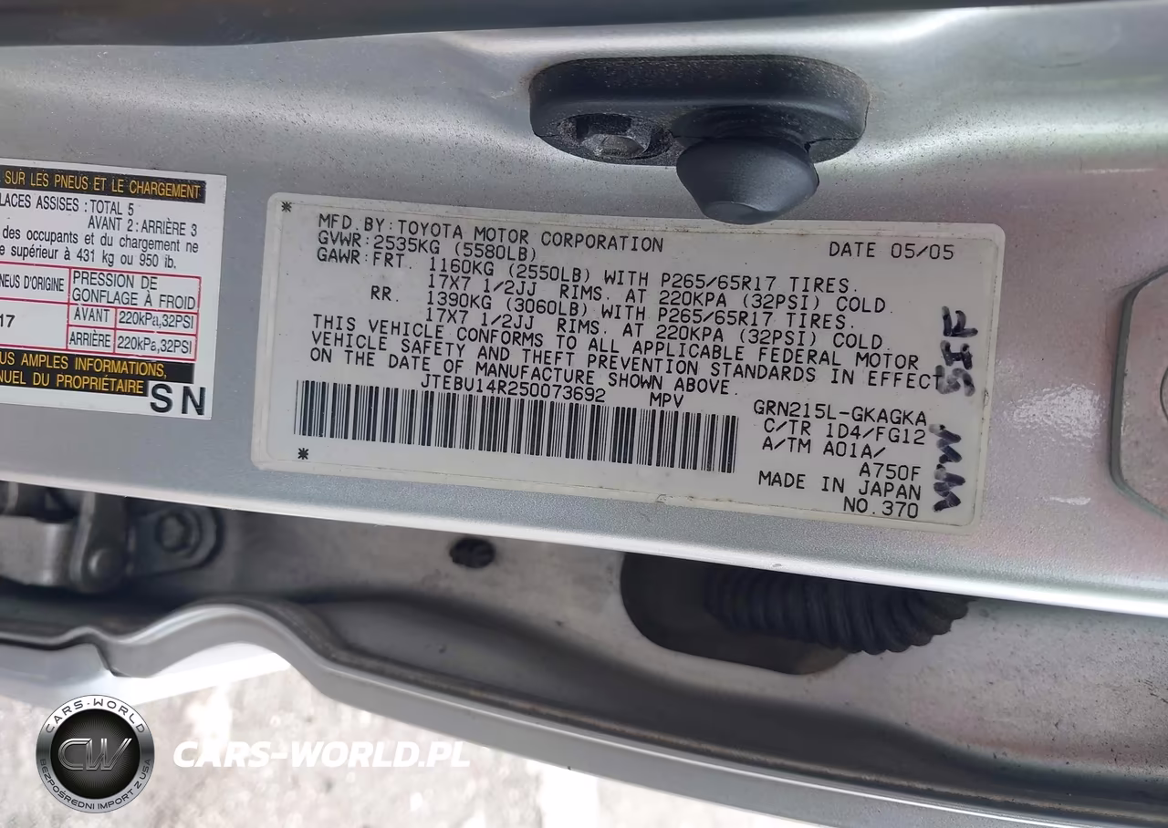 2005 Toyota 4Runner Sr5 V6 VIN:JTEBU14R250073692 - 9