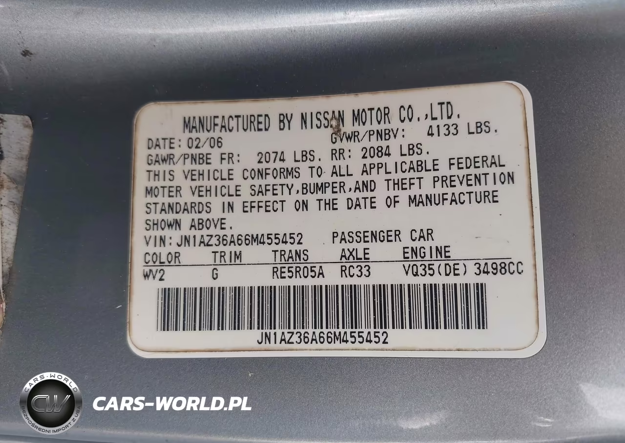 2006 Nissan 350Z Touring VIN:JN1AZ36A66M455452 - 9