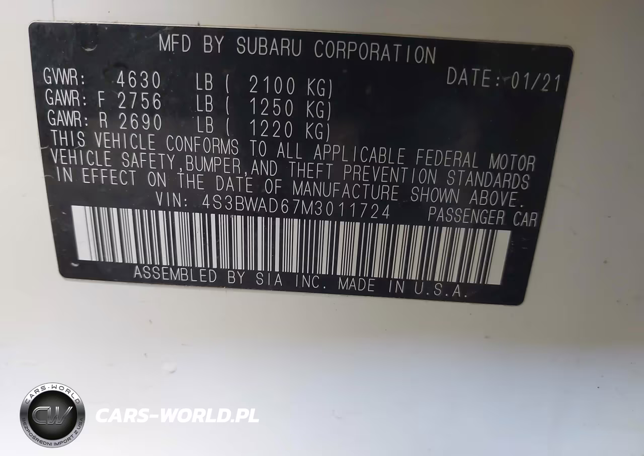 2021 Subaru Legacy Premium VIN:4S3BWAD67M3011724 - 9